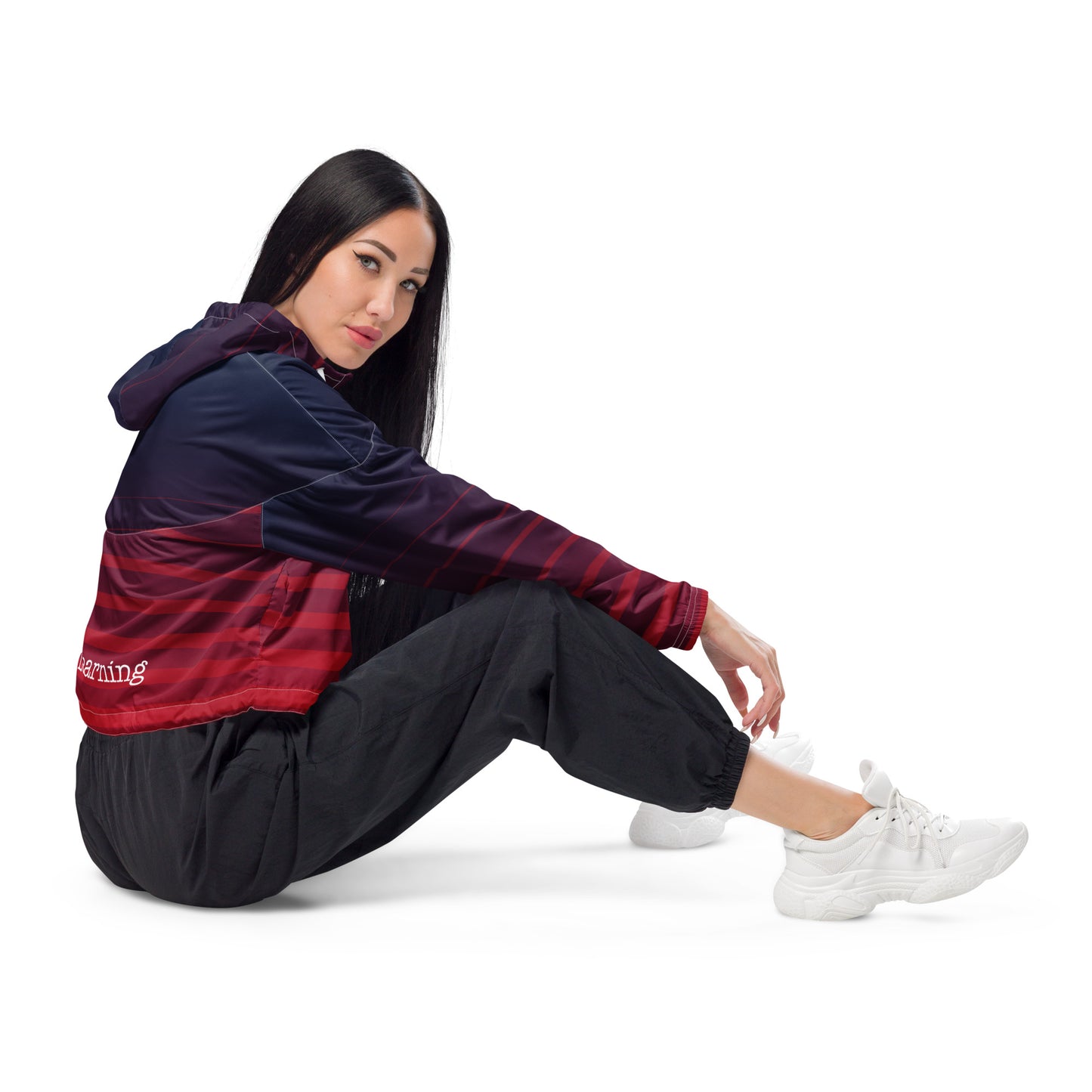 I Love Learning Red/Black Cropped Windbreaker