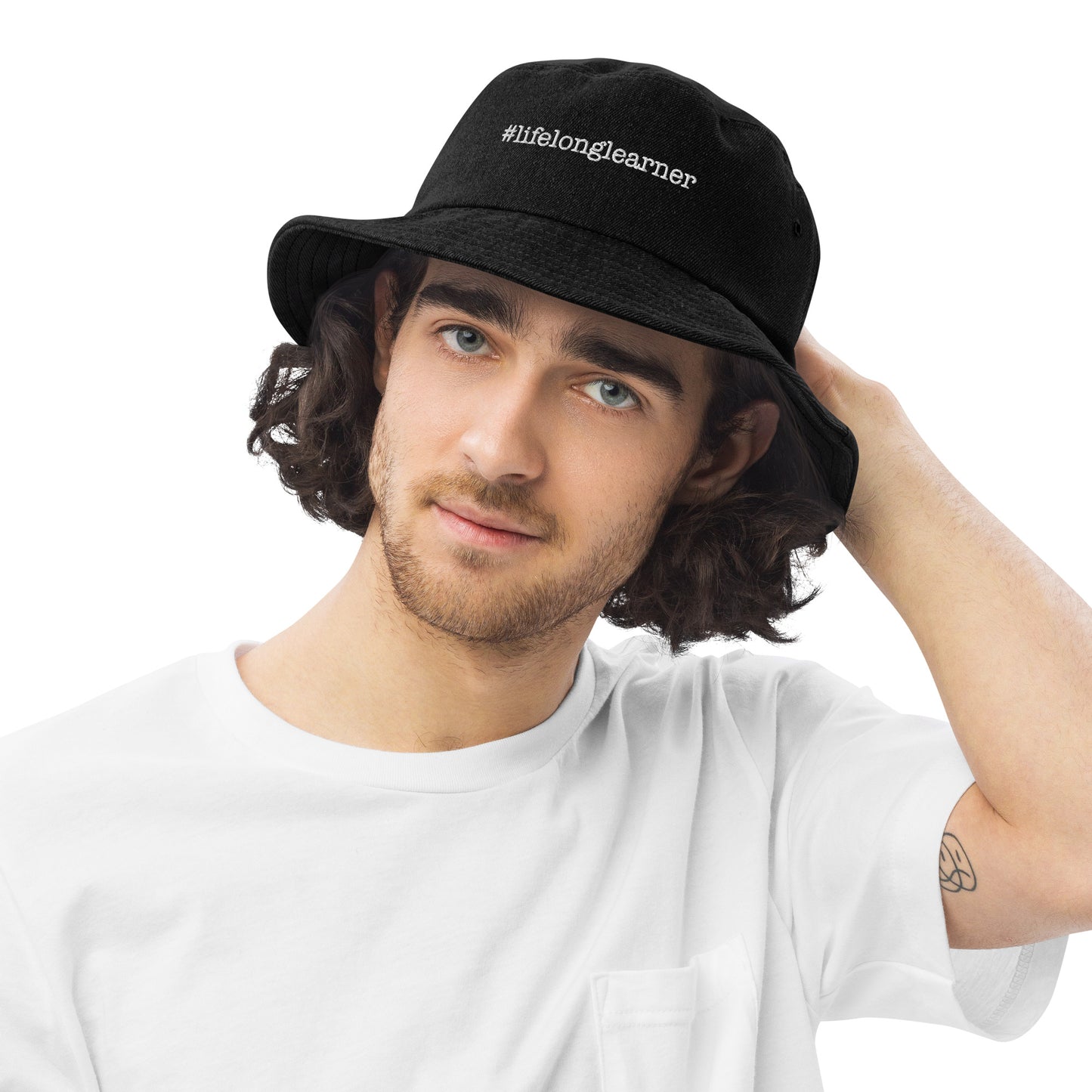 #LifeLongLearner Denim Bucket Hat