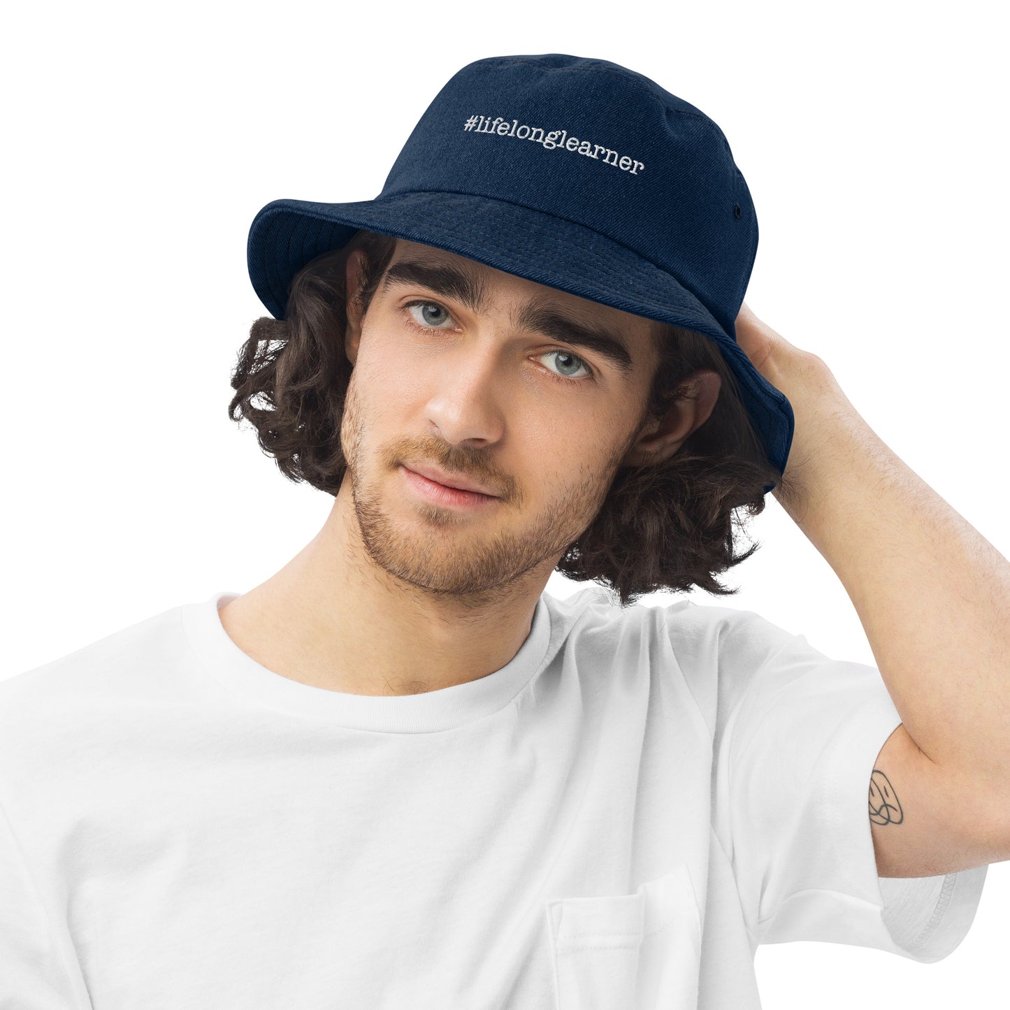 #LifeLongLearner Denim Bucket Hat