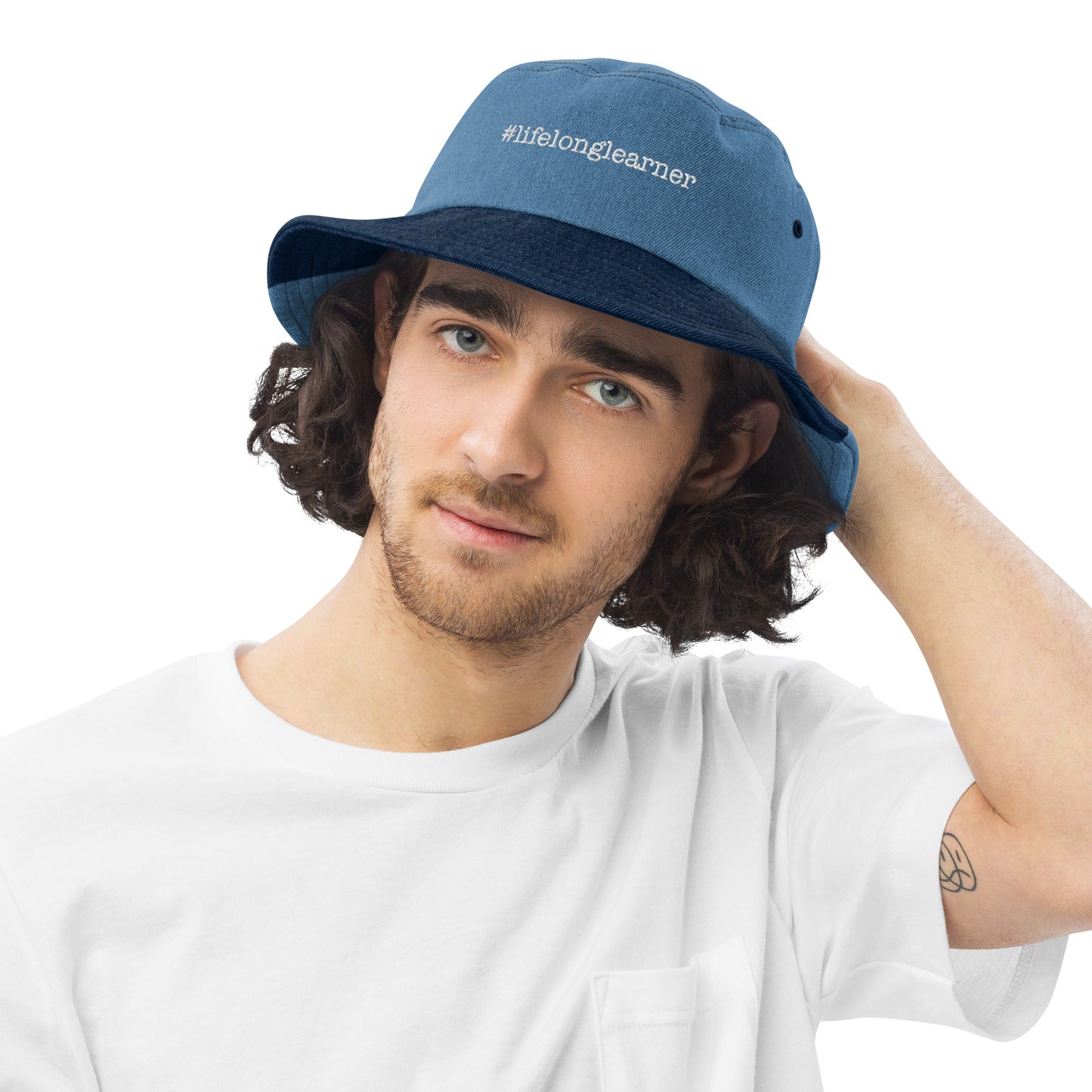 #LifeLongLearner Denim Bucket Hat