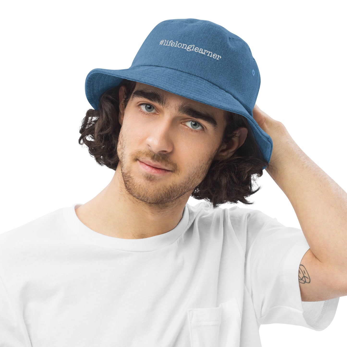 #LifeLongLearner Denim Bucket Hat